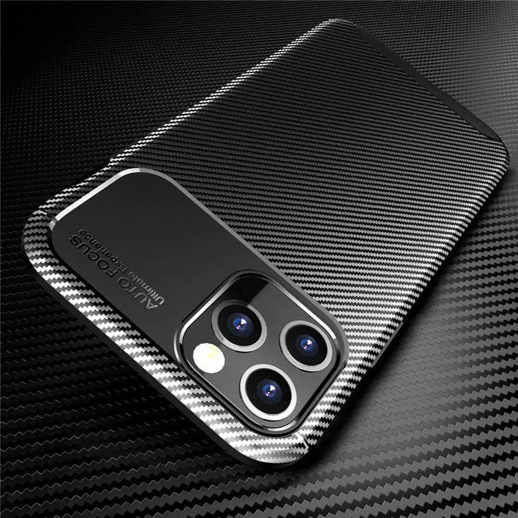 Black silicone protective case on an iPhone 12 smartphone.