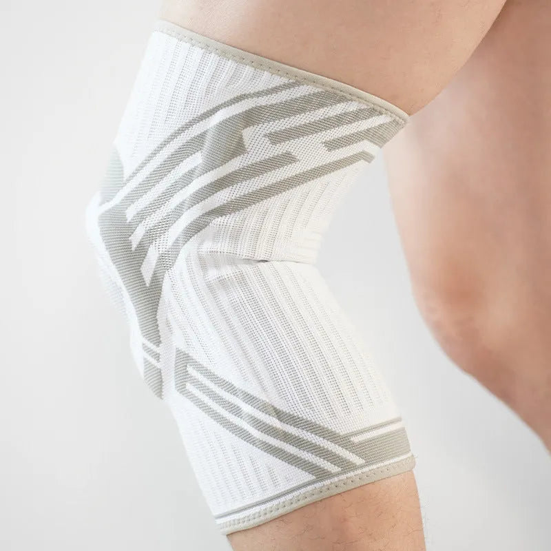 Blue cotton knee pads for basketball and running sports with elastic fit