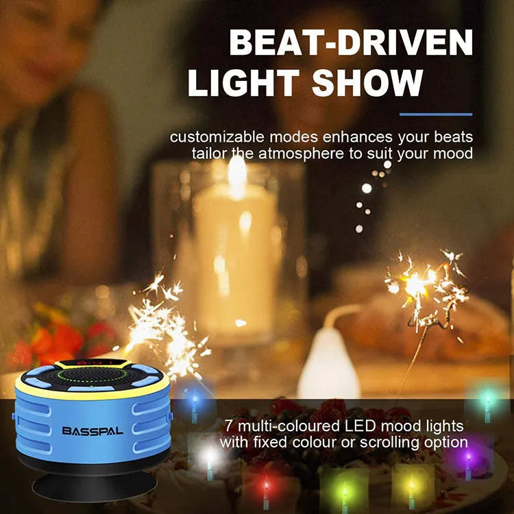 TWS series portable Bluetooth speaker in blue with plastic shell and key controls