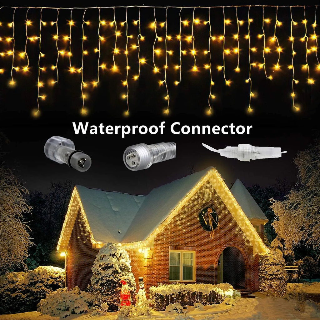 LED ice bar light string with warm white and blue lamps, plug-in design, 4m length, for holiday decoration