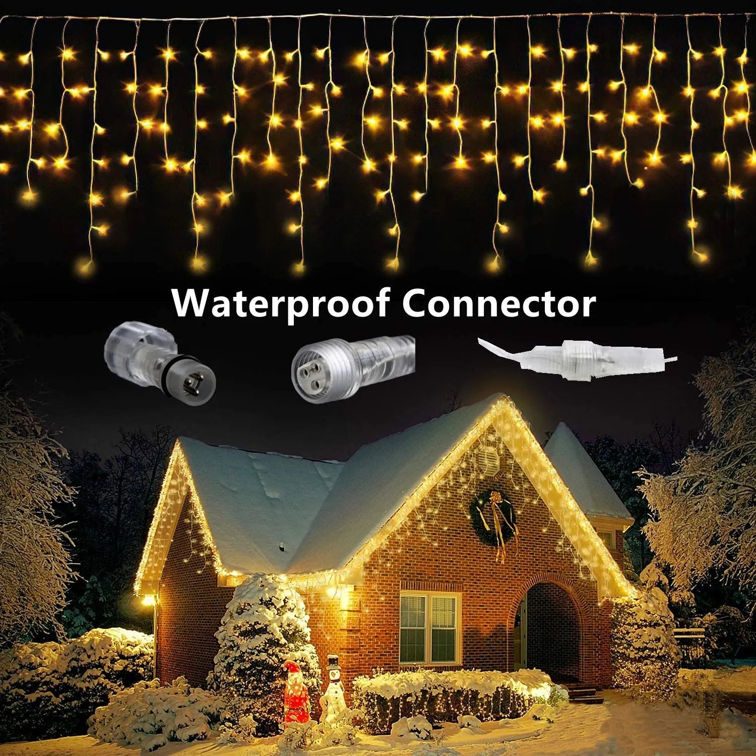 LED ice bar light string with warm white and blue lamps, plug-in design, 4m length, for holiday decoration