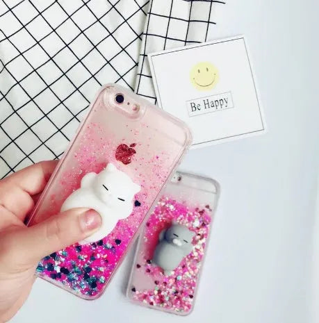 Cat glitter phone case for iPhone with bright feline designs