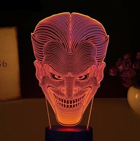 USB-powered 3D acrylic LED lamp with touch control and seven colour options on a desktop