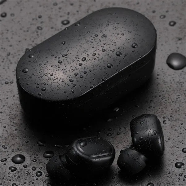 M1 Bluetooth wireless earbuds in black and white colours showing bilateral stereo design
