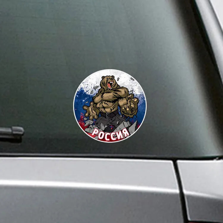 PVC Russian Bear Car Sticker CT0073 reflective 12.5 cm decal for vehicle exterior