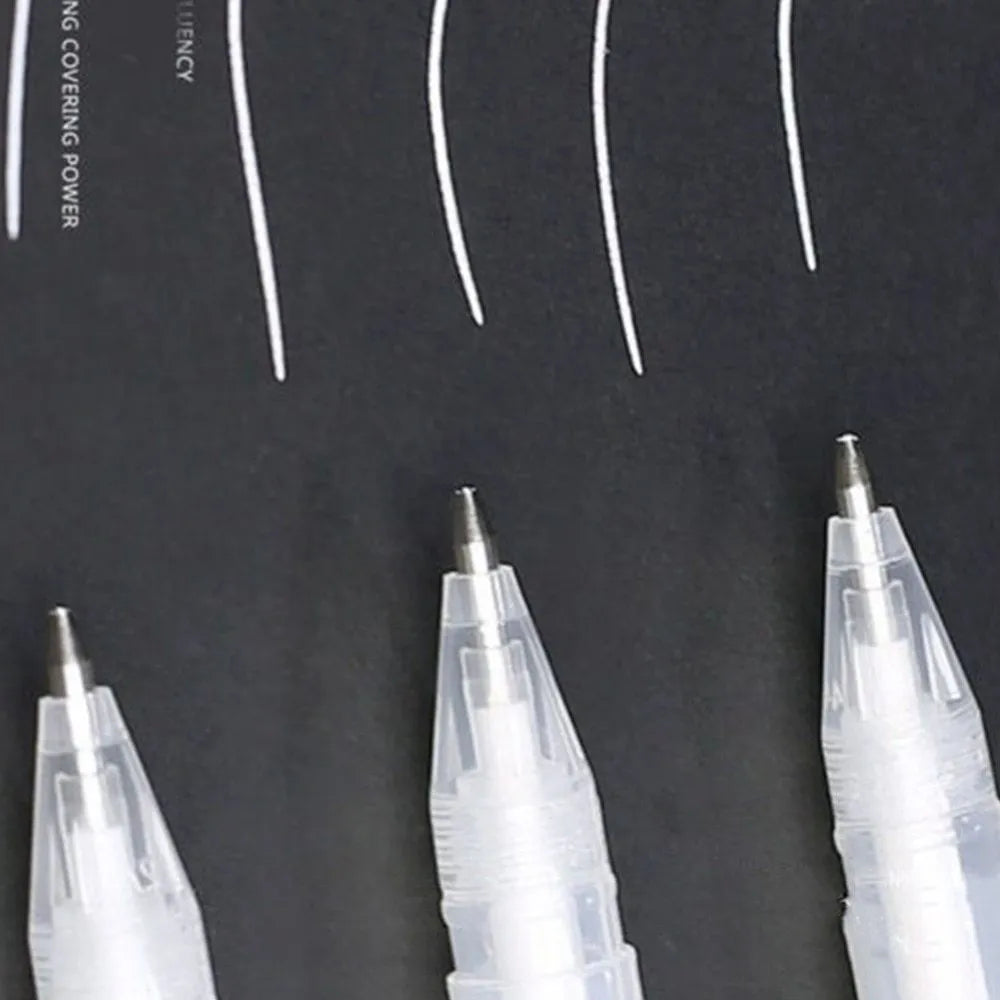 Touchnew black card hand-painted highlight pen with 0.8mm tip in golden, silver, and white colours