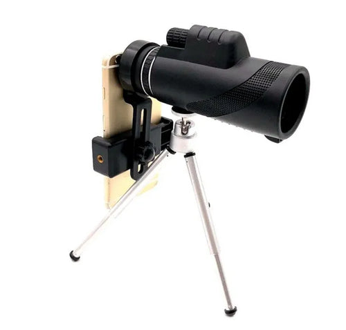 Black 40x60 monocular telescope with waterproof housing and FMC green film lens for outdoor observation.