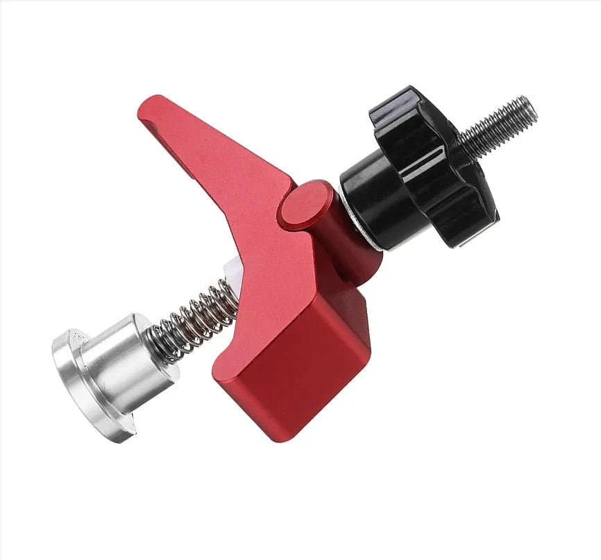 Red aluminium alloy woodworking table block slide holder with flat mouth clamp jaws