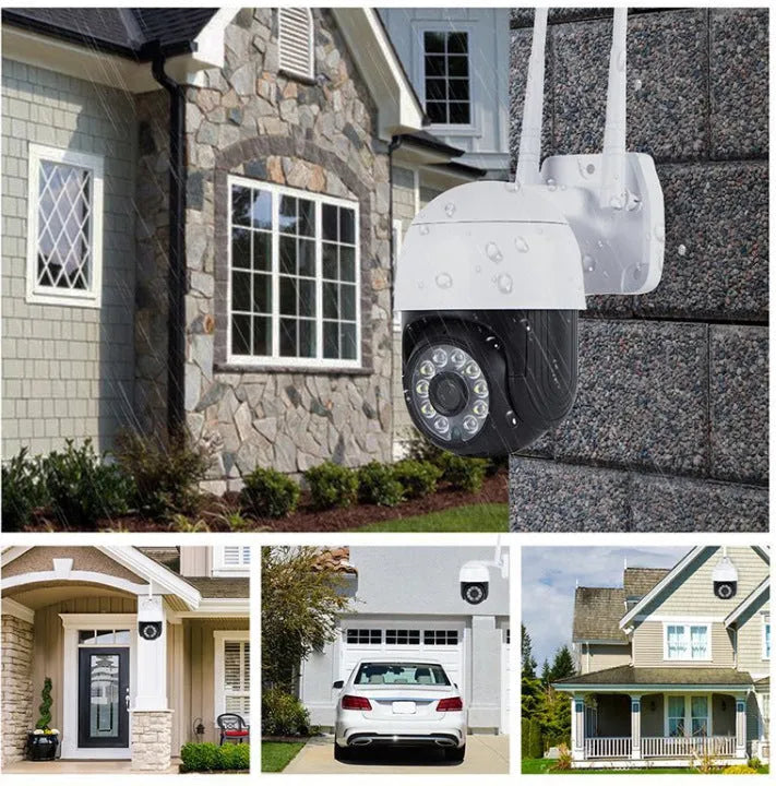 Wireless outdoor night vision wide-angle dome network camera with 2MP 1080p resolution and ABS housing