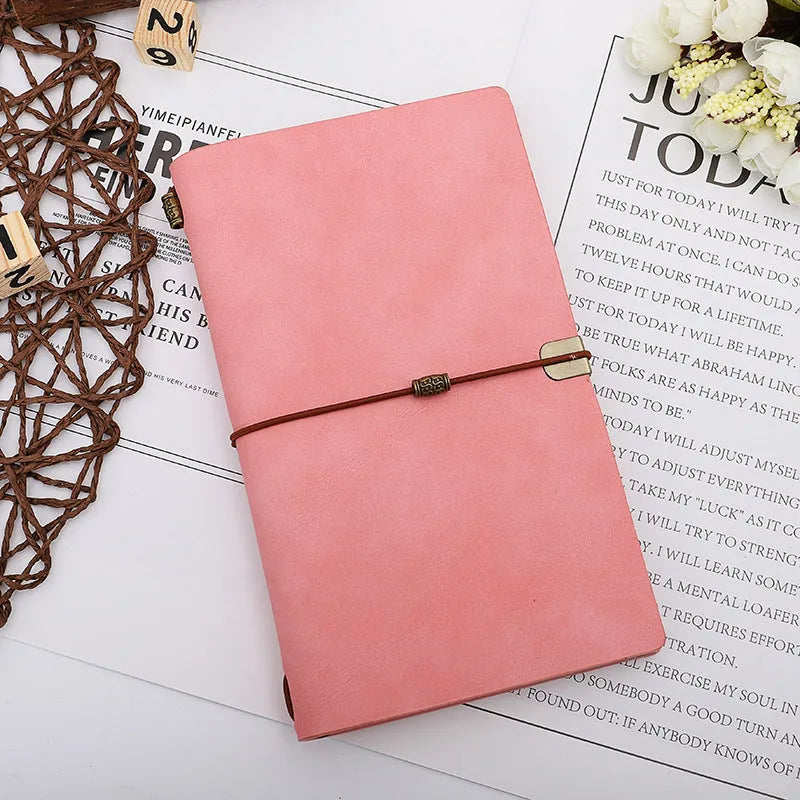 A6 cowhide rope diary notebook with wireless binding in grey, pink or red colour