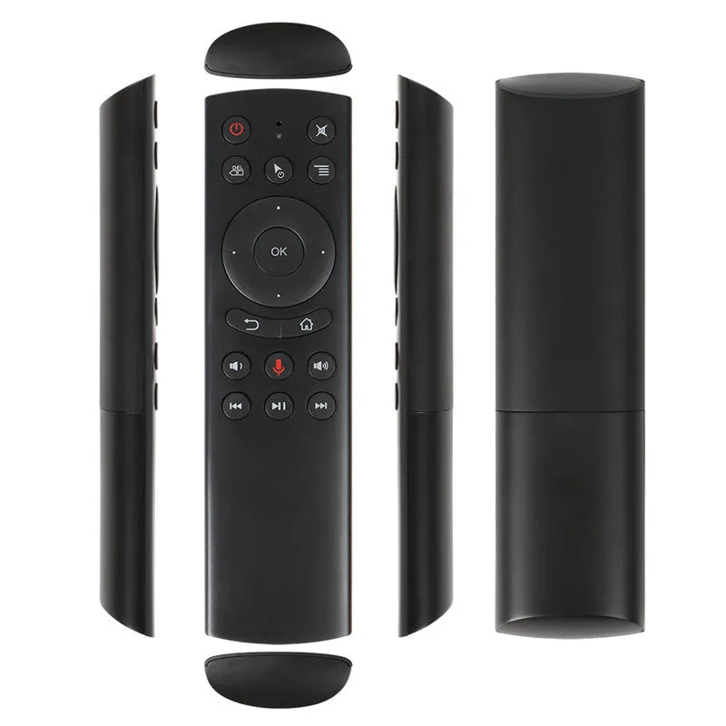G20 2.4G wireless flying mouse remote control with USB receiver on white background