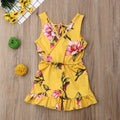 Cotton floral summer outfit for baby girls in white or yellow colour
