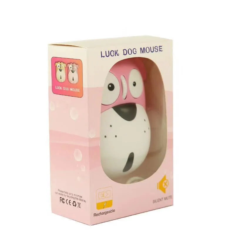 Silent optical mouse with 2.4G wireless, rechargeable battery, and matte material in pink panda design