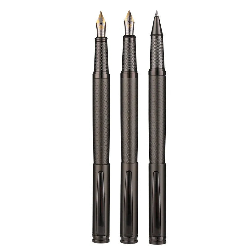 Metal signature pen with bullet nib and 0.5mm line in fog gun grey