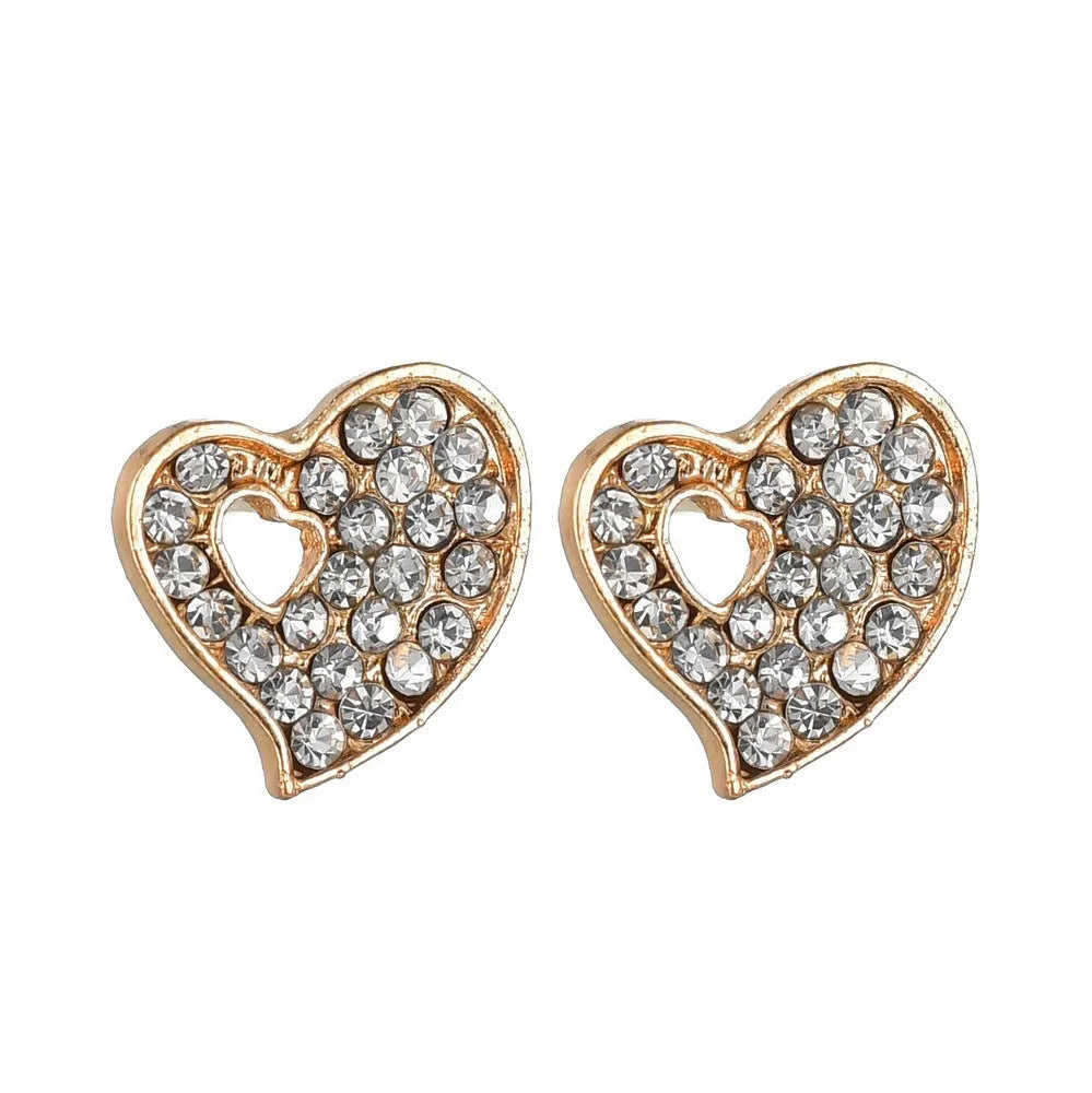 Gold tone alloy jewellery set with earrings, pendant and bracelet featuring love, water drop or bell patterns