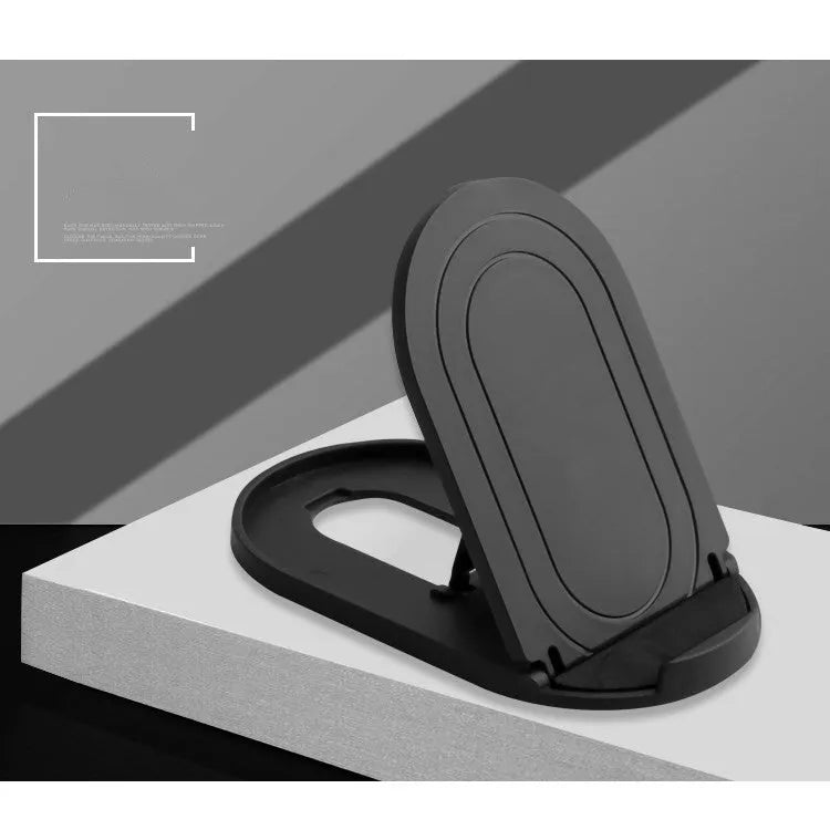 Adjustable plastic mobile phone stand in one of six colour options: black, blue, grey, pink, white, or yellow.
