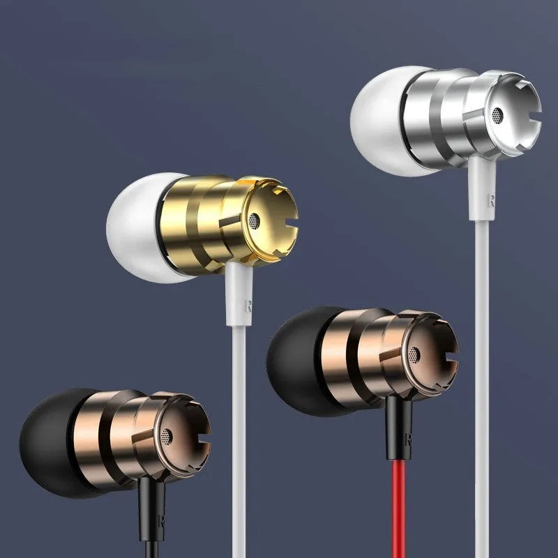 Metal turbo in-ear headphones with 3.5mm plug in black, red, gold, pink or silver colours