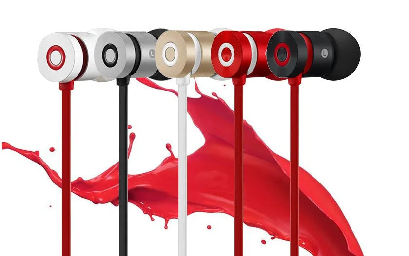 Black metal magnetic sports Bluetooth headset with neck-mounted design and magnetic earpieces.