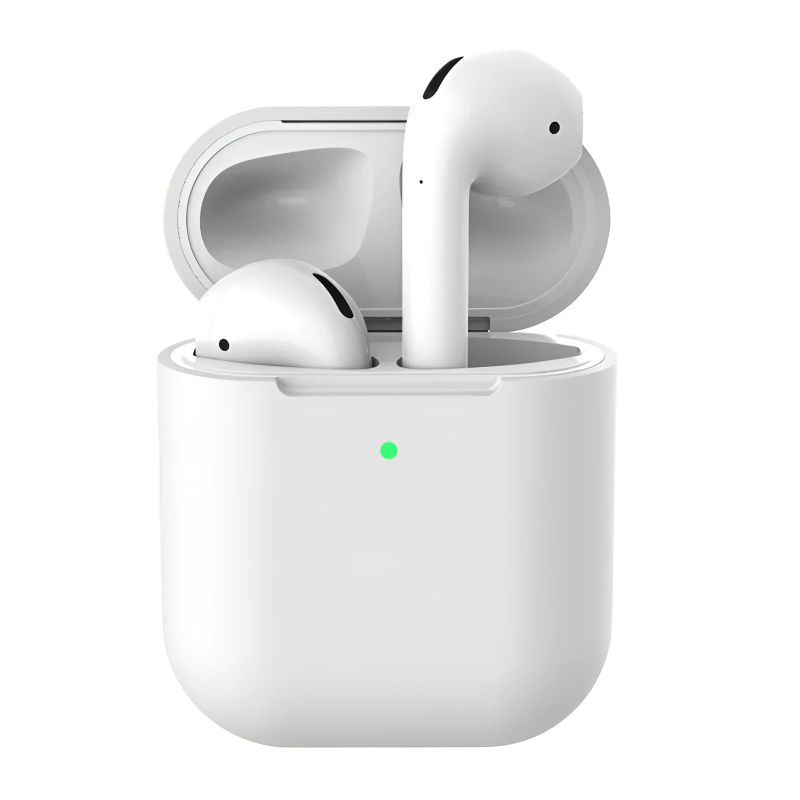 Silicone protective case for AirPods 2 shown in multiple colour options including black, blue, pink, and red.