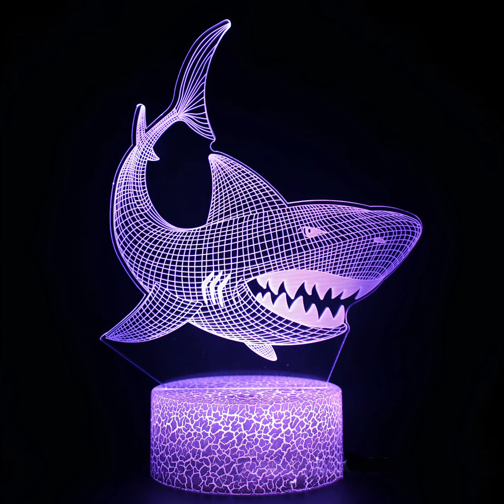 Shark series 3D LED table lamp with colourful lighting display and remote control