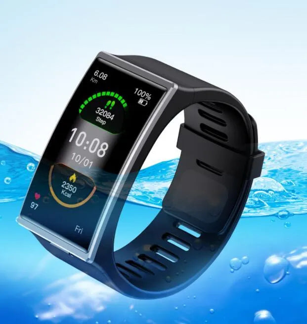 DM12 smart watch with 1.91 inch full touch display, black silicone strap, heart rate sensor, magnetic charger