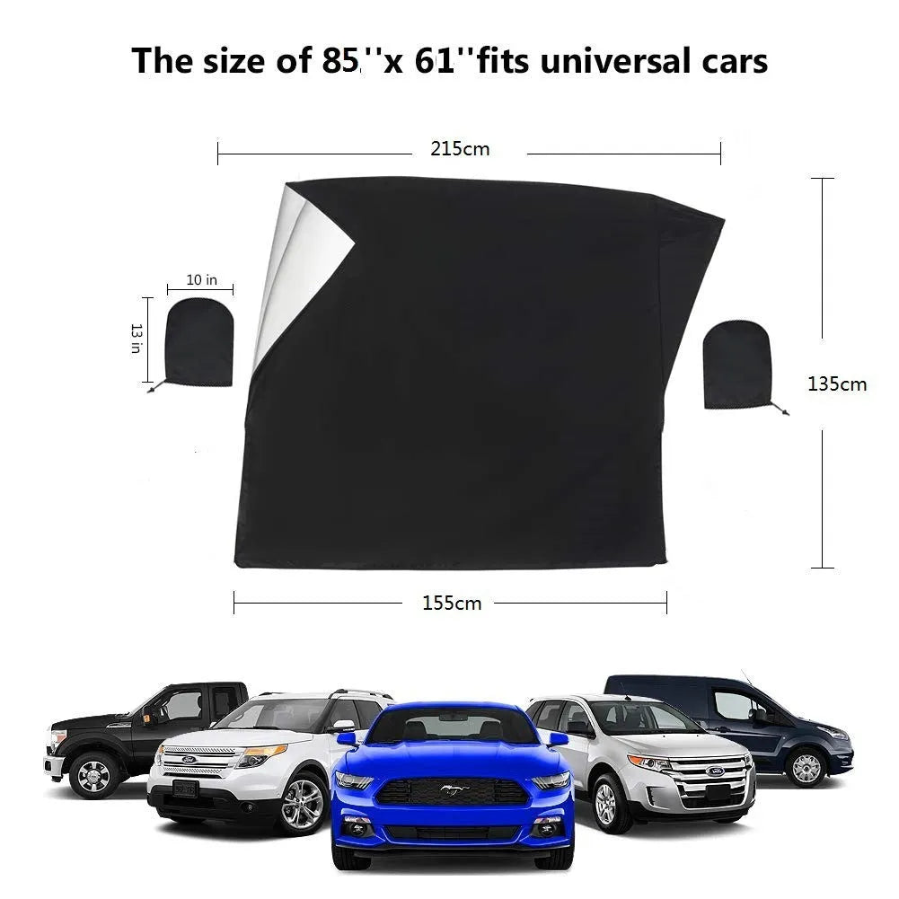 Black rubber Oxford car cover for vehicle protection with zipper bag packing
