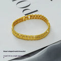 Gold brass heart-shaped fashion bracelet for women with electroplated finish on flat surface