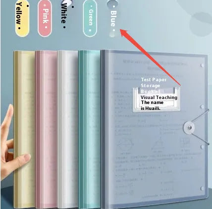 A3 multi-layer test paper storage bag in translucent blue colour with 40 page capacity on a clean background