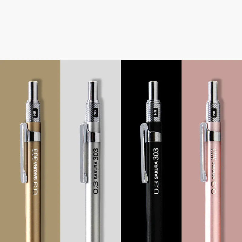 Japanese cherry mechanical pencil with metal construction in gold silver black or pink colours