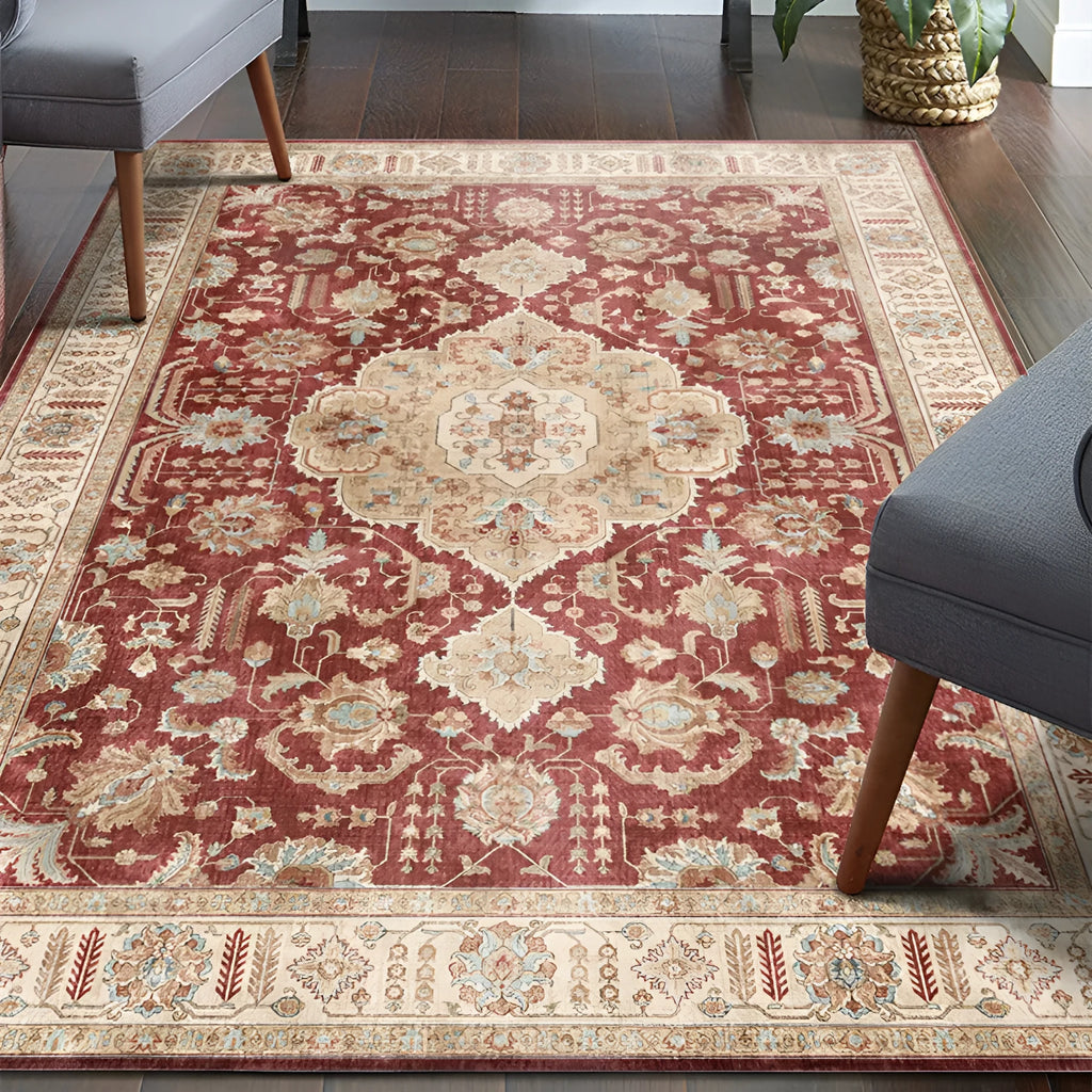 Short pile thin wool carpet with plants and flowers pattern in dark blue for study room