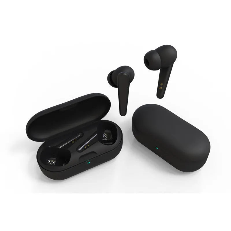 Black, blue, green, pink, and white ANC active noise cancelling Bluetooth in-ear headphones.