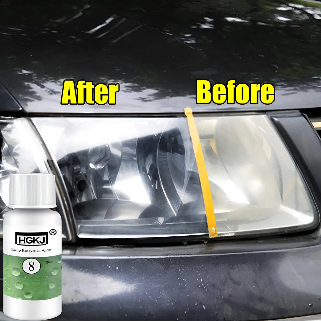 Car headlight repair agent bottle in 50ml size with sandpaper and tape for headlight restoration