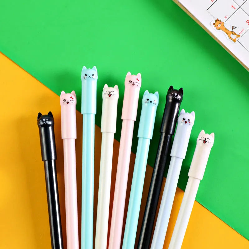 Pendulum cat gel pen with decorative element and 0.5mm tip in multiple colour options