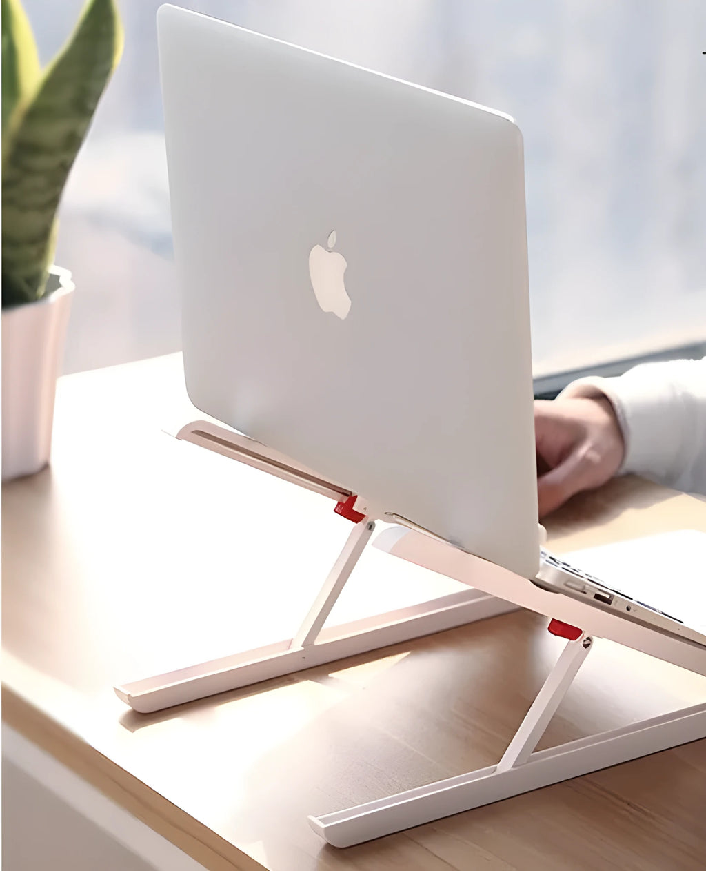 White Whale Race folding laptop bracket with heat sink base for Apple MacBook computers