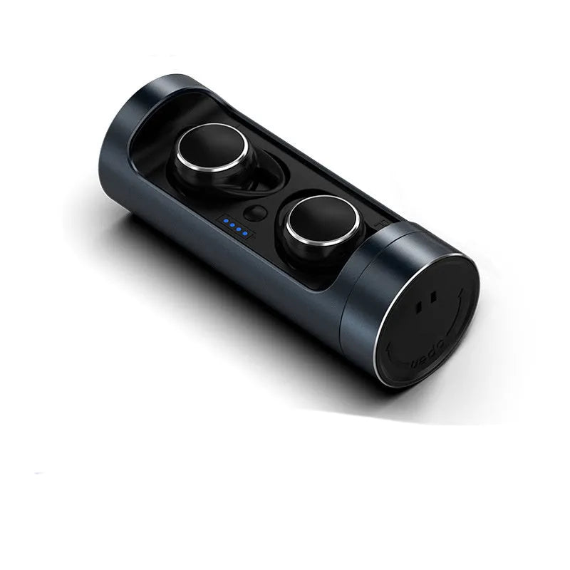 A Bluetooth wireless headset shown in Dark Grey, Red, and Silver colour options on its charging bay