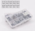 Boxed set of 80 alloy sea fishing rod slightly guide rings in colour-coded compartments