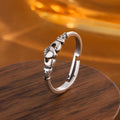 Personalised copper open ring for women with heart shape design in retro silver colour