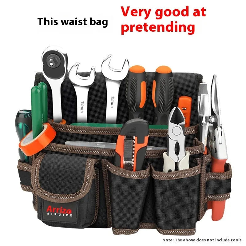 Multifunctional Oxford cloth tool waist bag with zipper closure for hardware and electrical tools