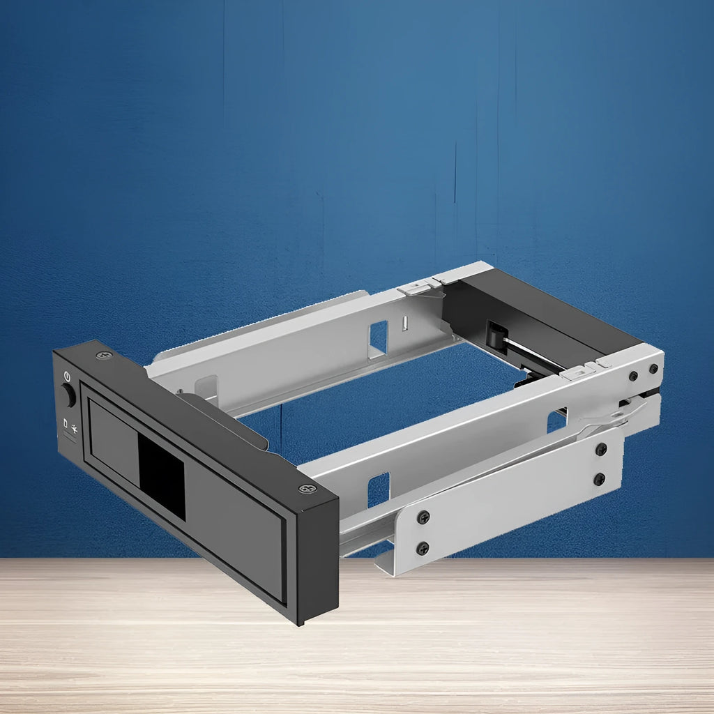 Black hard disk tray for desktop computer vertical chassis installation in CD-ROM bay