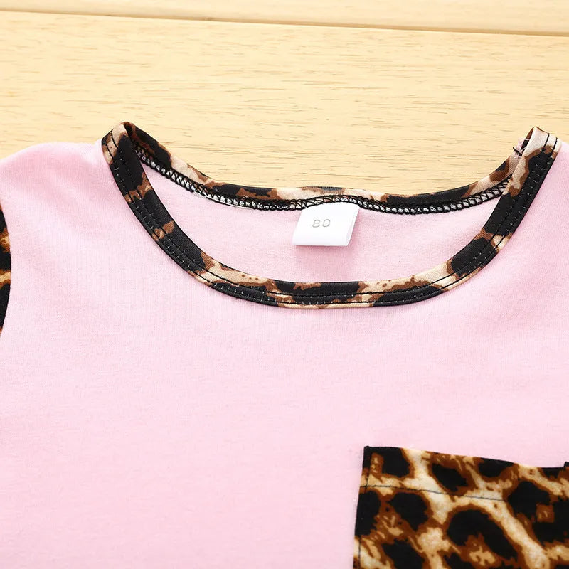 Girl's cotton blend outfit set in black with top and bottom, available in sizes 80 to 120 cm