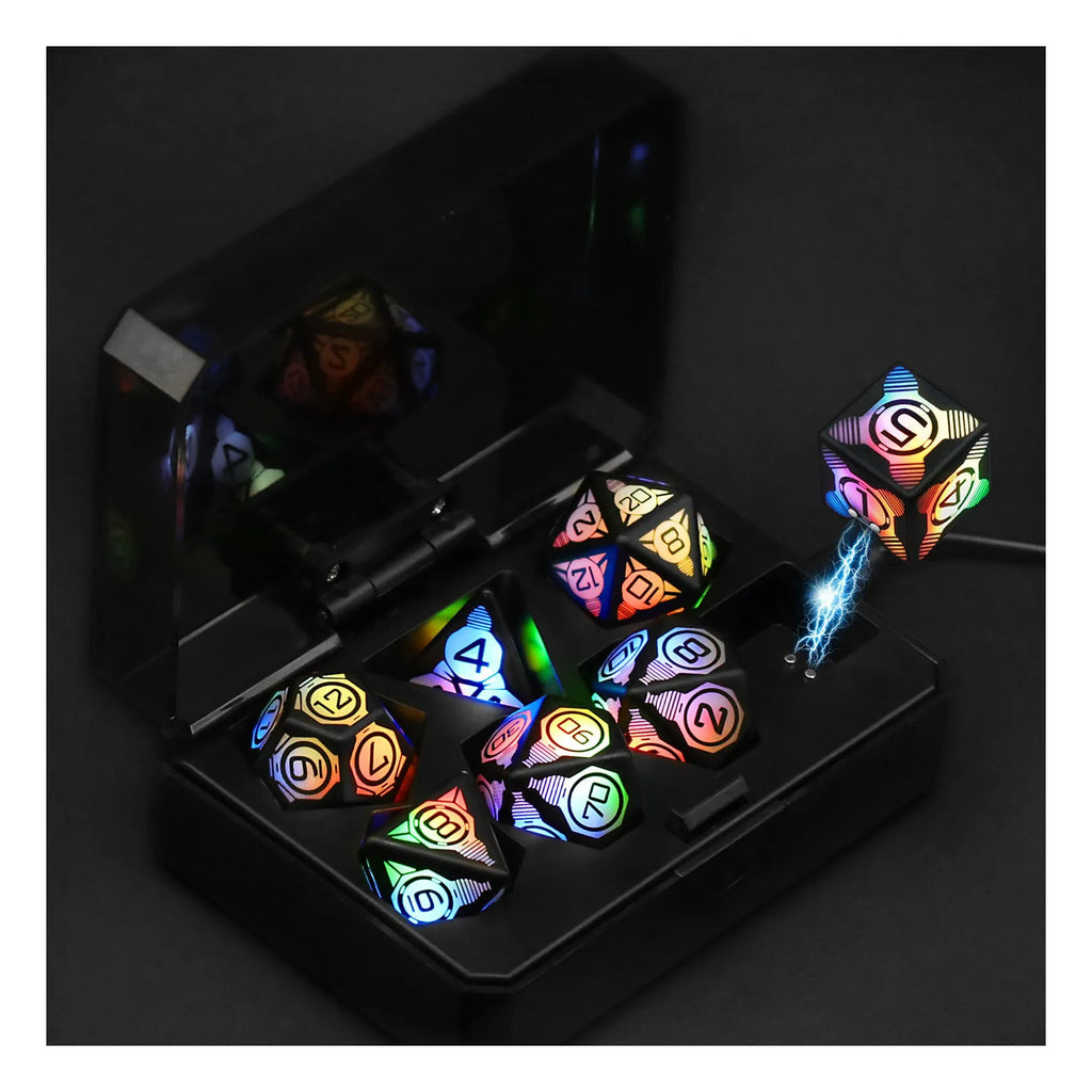 Charging luminous dice chip LED set with USB rechargeable, ABS plastic, 13x9x4cm, available in Colourful White Flash