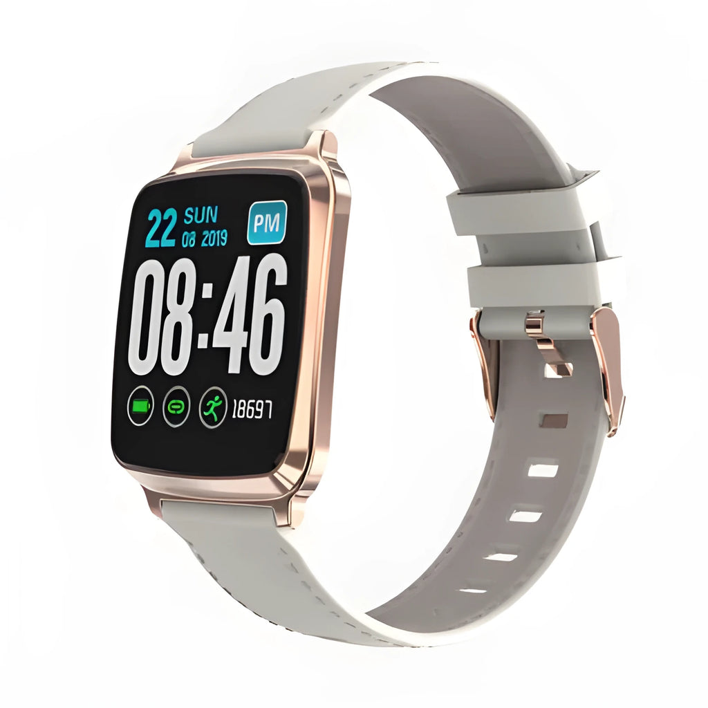M8 multi-function smart bracelet in black on a wrist, showing heart rate monitoring display.