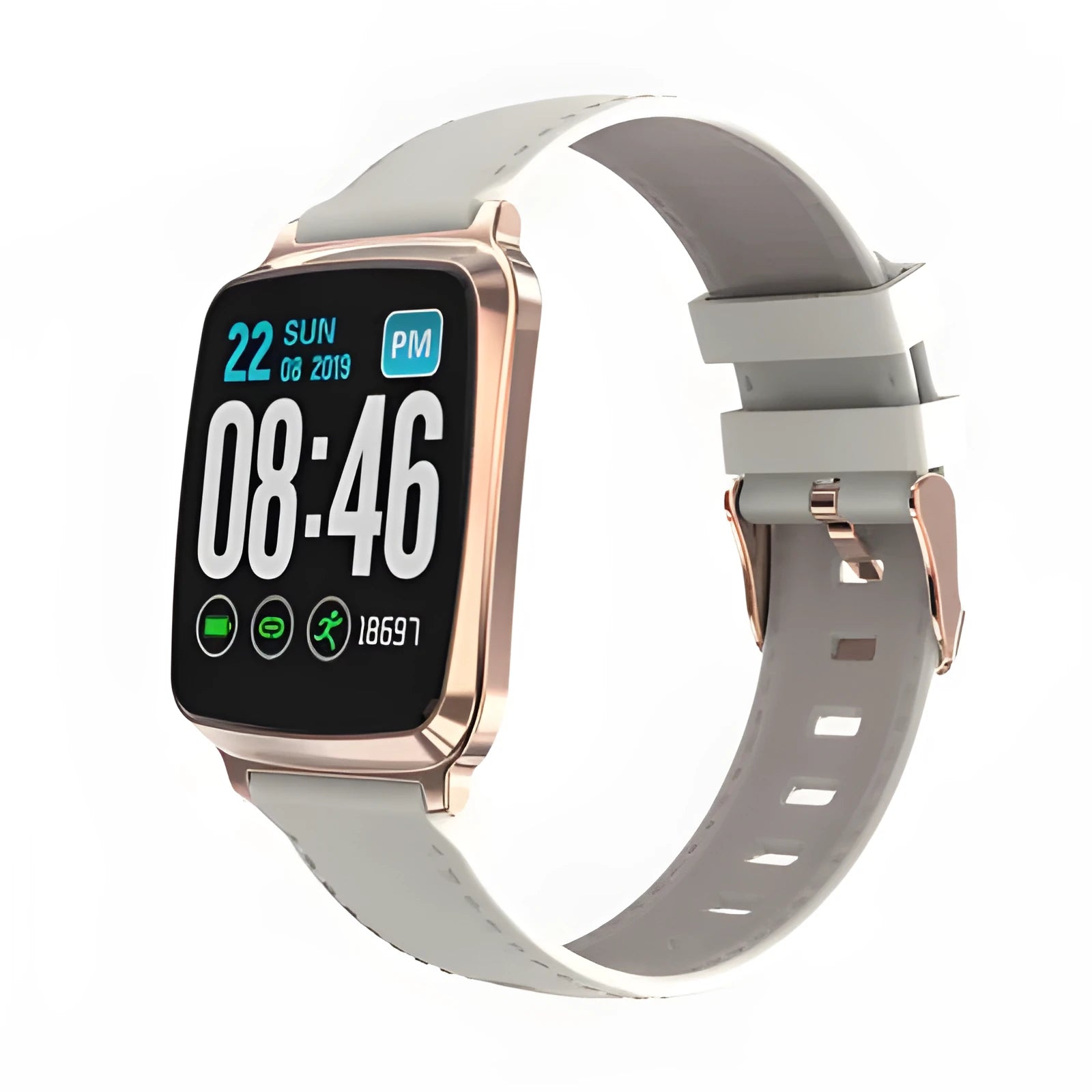 M8 multi-function smart bracelet in black on a wrist, showing heart rate monitoring display.
