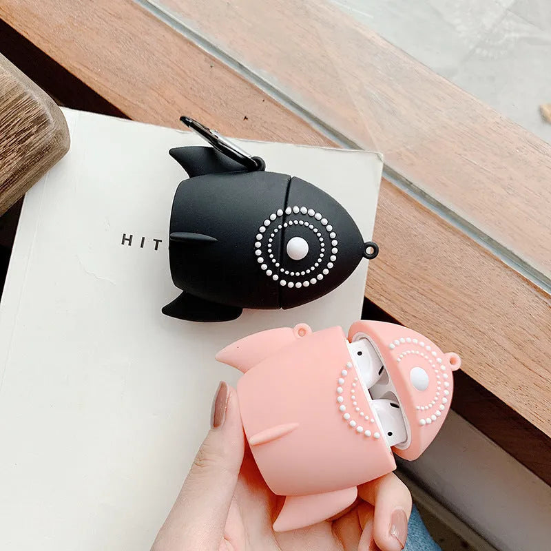 Black and pink silicone protective cases for Apple AirPods 1 and 2 wireless charging cases