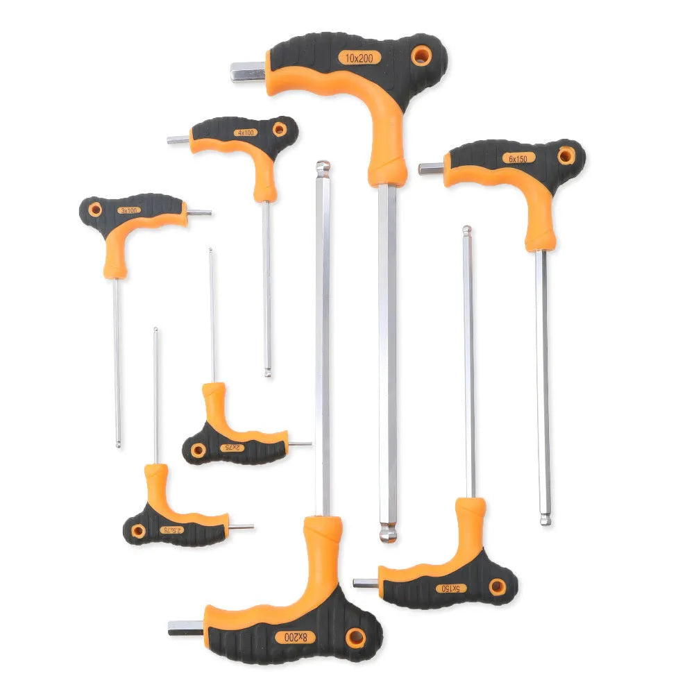 8-piece Torx wrench screwdriver set CRV steel T10 to T50 ball-end hexagon sockets on flat surface