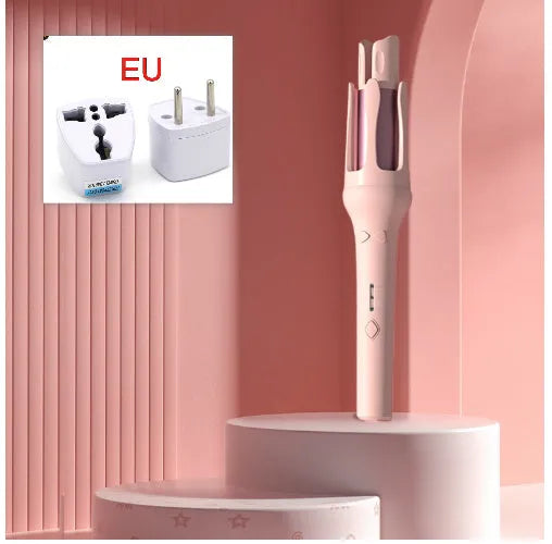 Automatic hair curler with a 32mm barrel in a two-tone colour option, shown with a plug adapter.