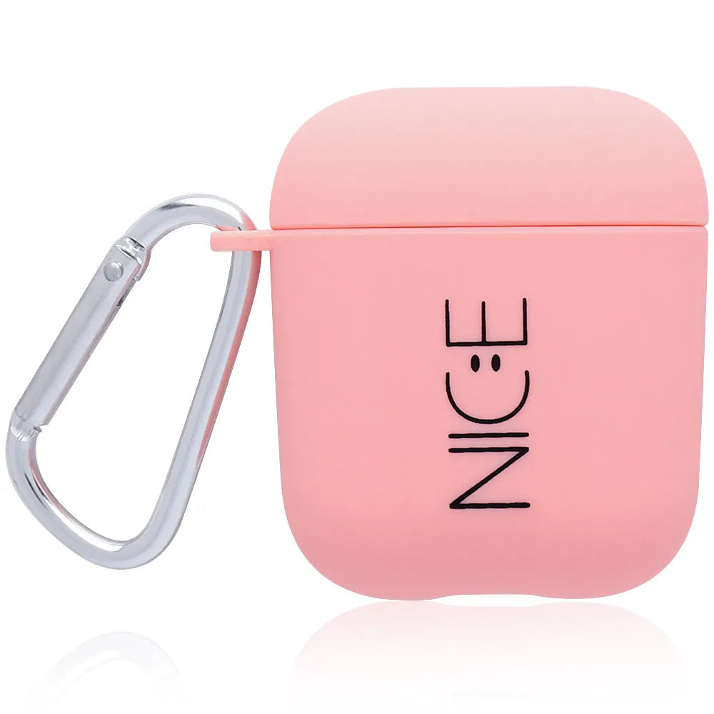 Black and pink polycarbonate AirPods case covers with decorative flower and smiley face back designs.