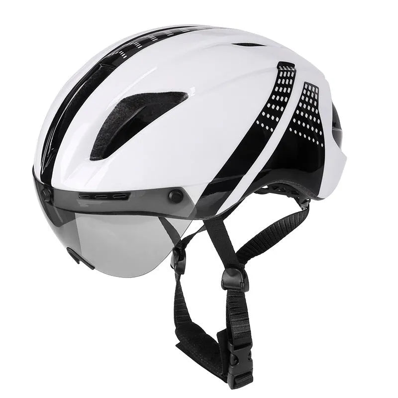 Mountain bike road bike helmet with magnetic goggles, PC EPS shell, 315g, 11 vents, silver-grey lens, Black Grey colour