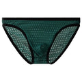 Men's low waist transparent lace underwear in white, black, green, light purple, or rose red