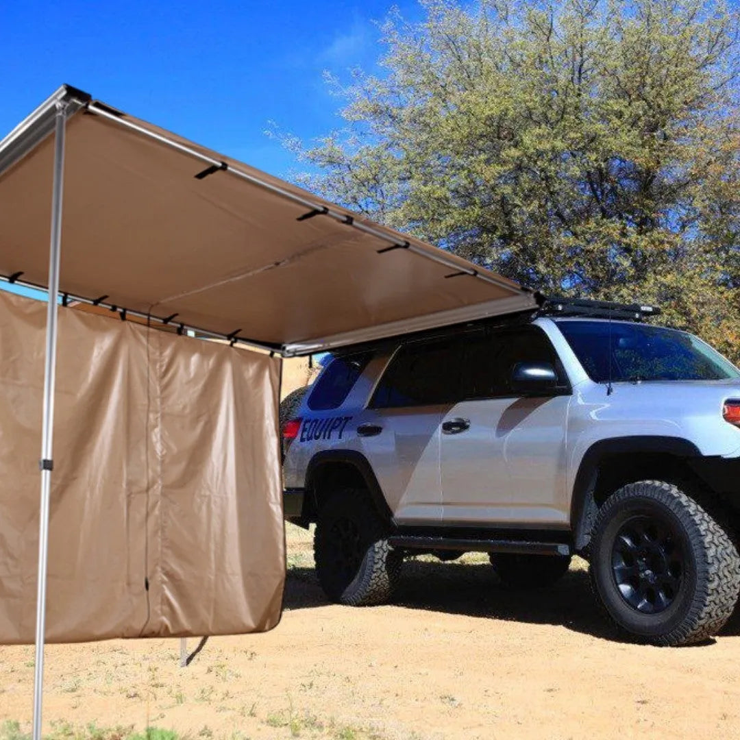 Camping tent with aluminium alloy frame and Oxford cloth base setup as car sunshade